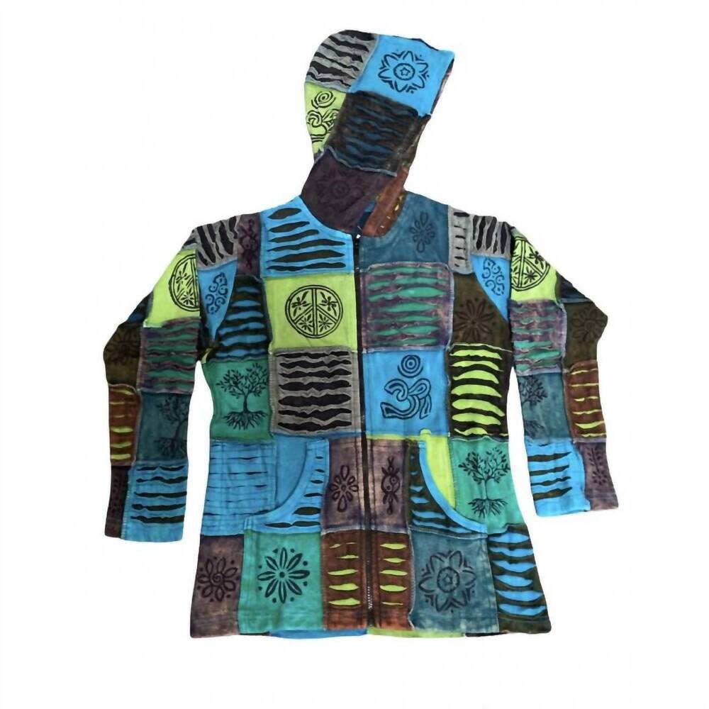 NEW RISING INTERNATIONAL women's cotton hoodie jacket in blue/greens